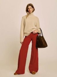 Reformation Eden Wide Leg Corduroy Pants in Sundried Tomato | women’s chic red organic cotton corduroy trousers