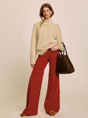 Reformation Eden Wide Leg Corduroy Pants in Sundried Tomato | women’s chic red organic cotton corduroy trousers