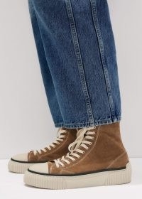 ME and EM Suede High Top Trainer in Cognac | women’s brown vintage style trainers