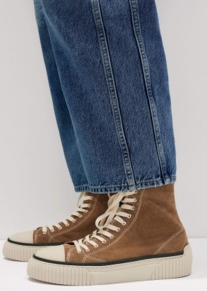 ME and EM Suede High Top Trainer in Cognac | women’s brown vintage style trainers