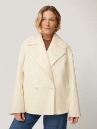 JIGSAW Wool Double Faced Short Coat in Ivory ~ women’s luxe style off white coats