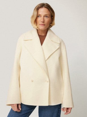 JIGSAW Wool Double Faced Short Coat in Ivory ~ women’s luxe style off white coats