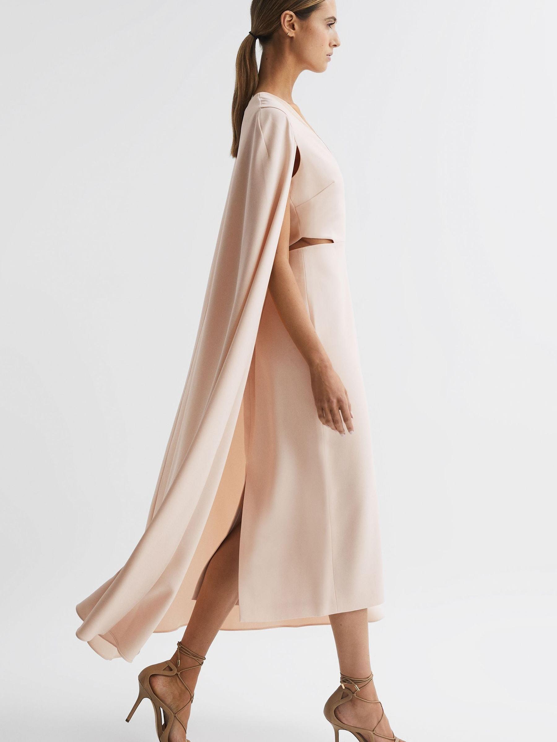 Kate Cape-Style Midi Dress Nude