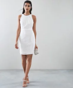 Lydia Broderie Summer Dress White