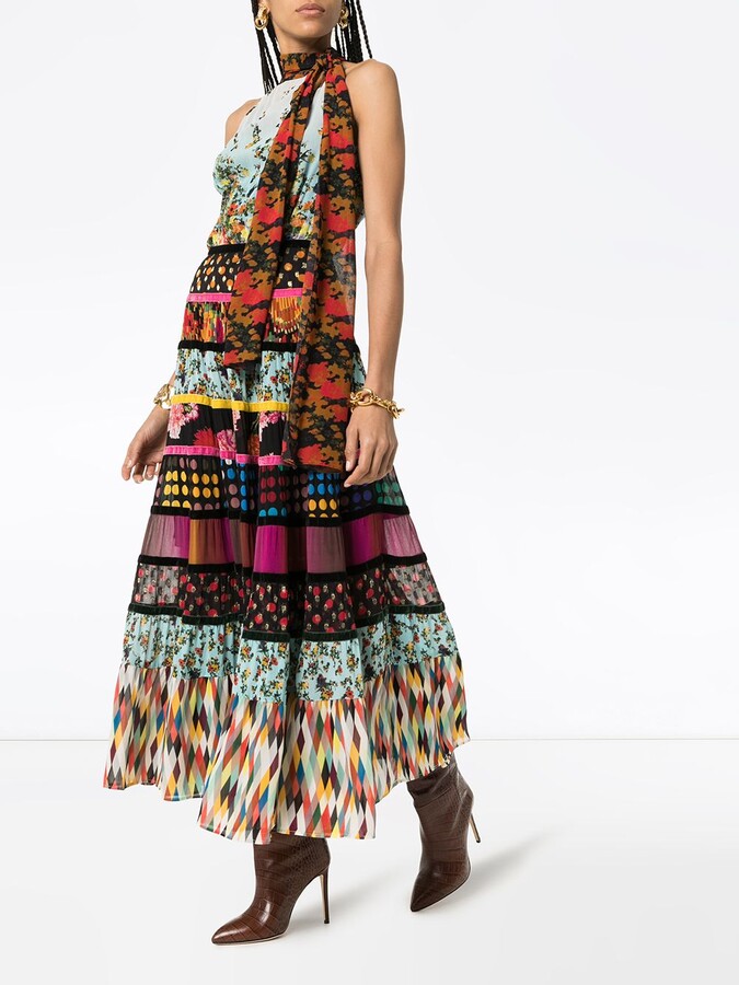 Cassie Patchwork Floral Dress Multicolor Printed Dresses - Image 3