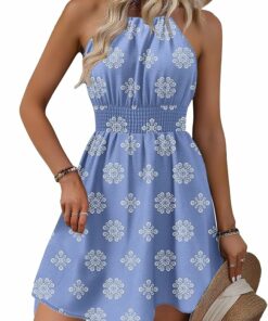 Blue Summer Halter Neck Dress SN10