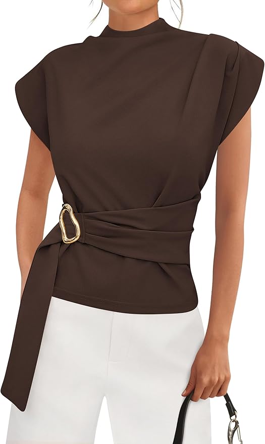 Cap Sleeve Mock Neck Top SN48