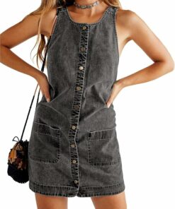 Dark Gray Sleeveless Denim Dress SN26