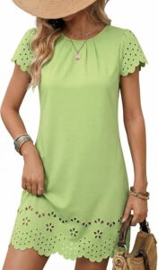 Green Crewneck Pleated Dress SN4