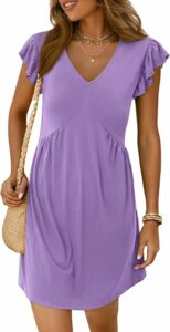Lilac Deep V Neck Loose Dress SN7