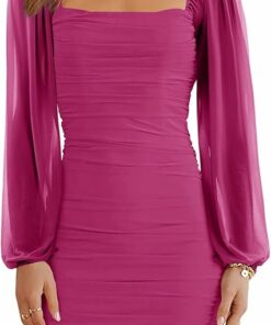 Square Neck Ruched Party Dress SN24