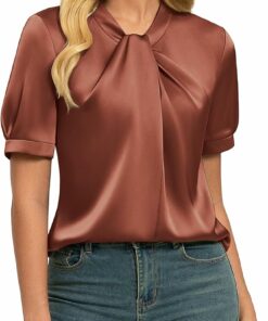 Women Brown Satin Top SN49