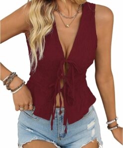 Women's Tie Front Sleeveless Top SN46